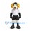 Ram Mascot Costume in Black and White with Yellow Horns and Sports Uniform
