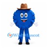 Blue Ribbon Mascot Costume with Brown Cowboy Hat and White Gloves