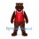 Bear Mascot Costume in Brown with Red Sleeveless Sports Jersey