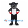 Panther Mascot Costume in Gray with Muscular Arms and Black Trousers