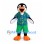 Penguin Mascot Costume with Blue Tropical Shirt and Green Shorts