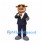 Bull Mascot Costume in Brown with Navy Business Suit and Yellow Tie