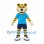 Tiger Mascot Costume in Yellow with Blue Shirt and Navy Shorts