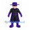 Masked Hero Mascot Costume in Black with Purple Cape and Wide Brim Hat