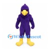 Bird Mascot Costume in Purple with Muscular Body and Yellow Beak