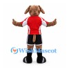 Dog Mascot Costume in Brown with Red and White Sports Jersey