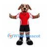 Dog Mascot Costume in Brown with Red and White Sports Jersey