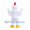 Chicken Mascot Costume in White with Red Comb and Yellow Feet