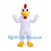 Chicken Mascot Costume in White with Red Comb and Yellow Feet