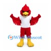 Cardinal Mascot Costume in Red with White Shirt and Red Shorts