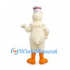 Duck Mascot Costume in Cream with White Hat and Red Bow Tie