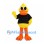 Duck Mascot Costume in Yellow with Sunglasses and Black Shirt