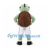 Turtle Mascot Costume in Sage Green with White Basketball Uniform