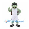 Turtle Mascot Costume in Sage Green with White Basketball Uniform