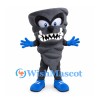 Tornado Mascot Costume in Gray with Sharp Teeth and Blue Gloves