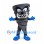 Tornado Mascot Costume in Gray with Sharp Teeth and Blue Gloves