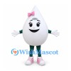 Egg Mascot Costume in White with Pink Bow and Green Legs