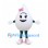 Egg Mascot Costume in White with Pink Bow and Green Legs