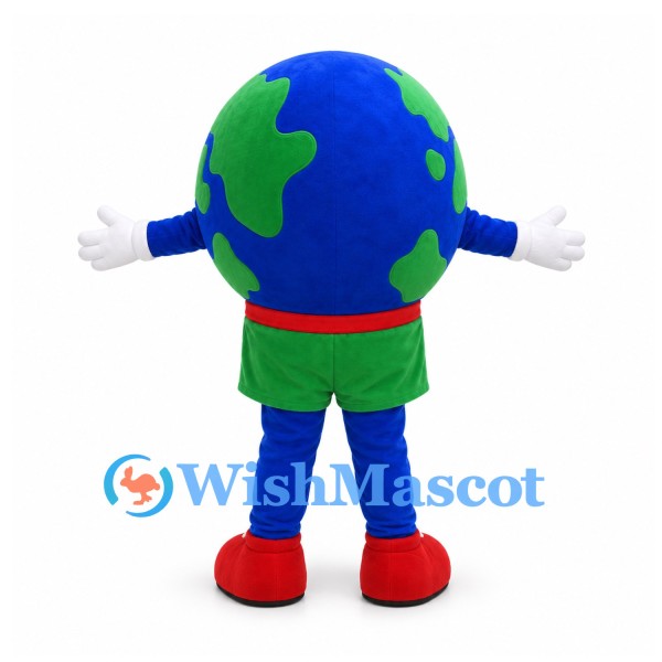 Earth Mascot Costume in Blue and Green with Green Shorts