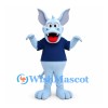 Bat Mascot Costume in Light Blue with Navy Shirt and Spread Wings