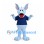 Bat Mascot Costume in Light Blue with Navy Shirt and Spread Wings