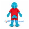 Dolphin Mascot Costume in Teal with Red Sports Uniform