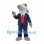 Shark Mascot Costume in Gray with Navy Pinstriped Suit and Red Tie