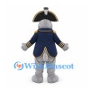 Dog Mascot Costume in Gray with Navy Pirate Coat and Tricorn Hat