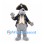 Dog Mascot Costume in Gray with Navy Pirate Coat and Tricorn Hat