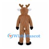 Reindeer Mascot Costume in Brown with Red Nose and White Belly