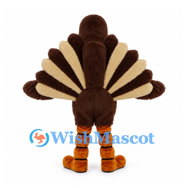 Turkey Mascot Costume in Brown with Large Fan Tail and Orange Feet