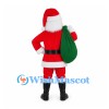 Santa Claus Mascot Costume in Red Suit with White Beard and Green Sack