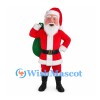 Santa Claus Mascot Costume in Red Suit with White Beard and Green Sack