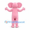 Elephant Mascot Costume in Pink with Long Trunk and Large Ears