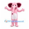 Elephant Mascot Costume in Pink with Long Trunk and Large Ears