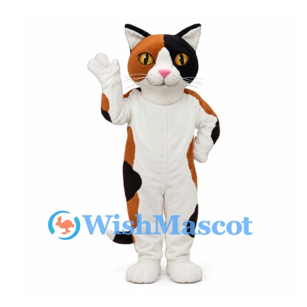 Calico Cat Mascot Costume in White Orange and Black
