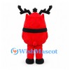 Reindeer Character Mascot Costume in Red with Black Antlers and Scarf