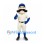 Man Mascot Costume with Black Mustache and Cream Baseball Uniform