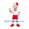 Boy Mascot Costume with Red and White Spiked Hair and Sports Uniform