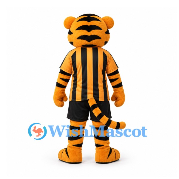 Tiger Mascot Costume in Orange with Black Striped Sports Shirt