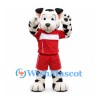 Dalmatian Mascot Costume in White and Black with Red Sports Uniform
