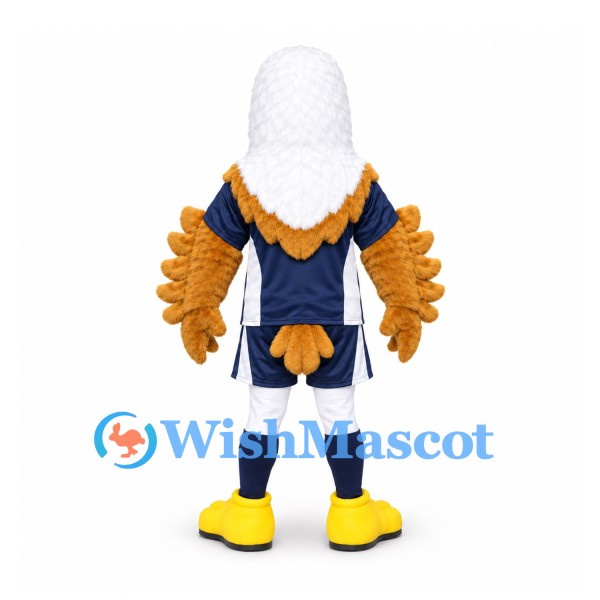 Eagle Mascot Costume in Gold and White with Navy Sports Uniform