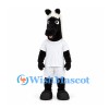 Horse Mascot Costume in Black with White Sports Uniform and White Mane