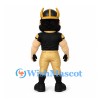 Viking Mascot Costume with Black Beard Gold Helmet and Trousers