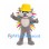 Hedgehog Mascot Costume in Gray with Rainbow Spines and Yellow Hat