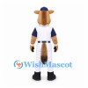 Horse Mascot Costume in Tan with White Baseball Uniform and Navy Cap