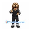Lion Mascot Costume in Brown with Black Sports Uniform