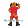 Dog Mascot Costume in Tan with Red Sports Uniform