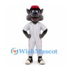 Cat Mascot Costume in Gray with White Pinstriped Baseball Uniform