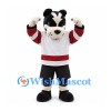 Badger Mascot Costume in Black and White with Red Trim Hockey Jersey